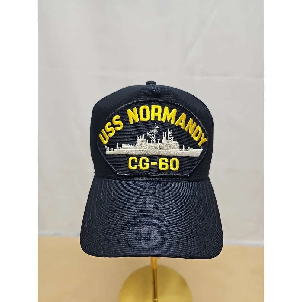 USS Normandy CG60 Navy‎ Ship Hat Blue Snapback Baseball Cap Made in USA
